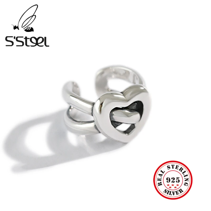 

S'STEEL Heart Ring 925 Sterling Silver For Women Korean Minimalist Vintage Love Rings Anillos De Plata 925 De Ley Mujer Jewelry