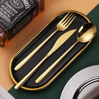 portable camping cutlery set stainless steel korean dinnerware set travel forks spoon knife vajilla completa tableware di50dc