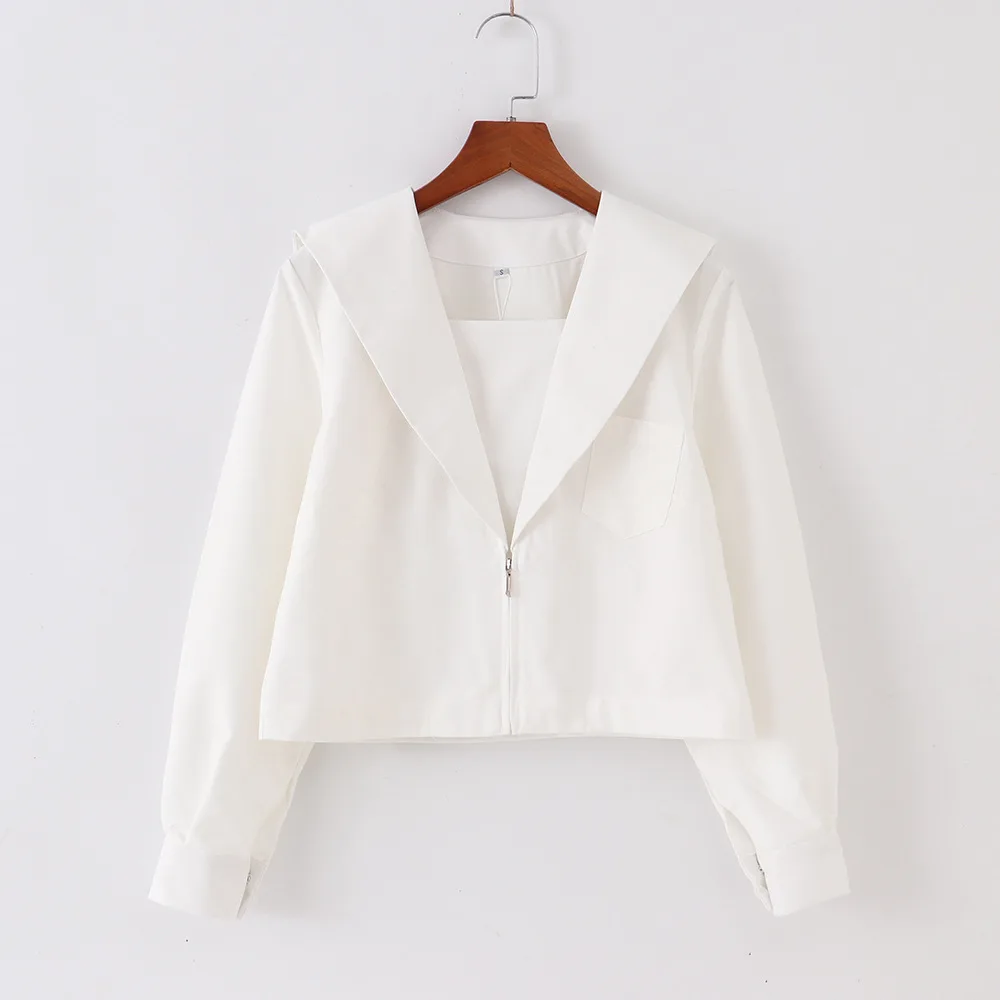 

Japanese School Uniform Girls Long Sleeve White Shirt School Dress Jk Sailor Suit Tops Kansai Collar Kanto Collar Work Uniforms