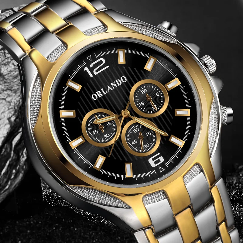 

New Top Men Watches Quality Quartz Silver Gold Plated Men Watch Stainless Steel Wristwatch Masculino Relogio Saat
