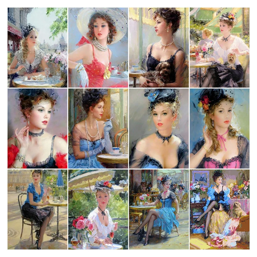 

New 5D DIY Diamond Painting Sexy Noble Ladies Picture Full Drill Embroidery Mosaic Cross Stitch Kit Home Decoration Holiday Gift