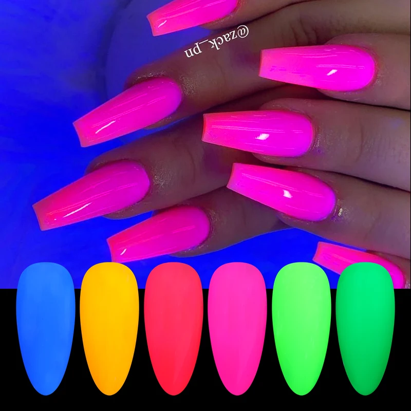 6 коробок/набор Светящийся лак для ногтей порошковый Флуоресцентный порошок