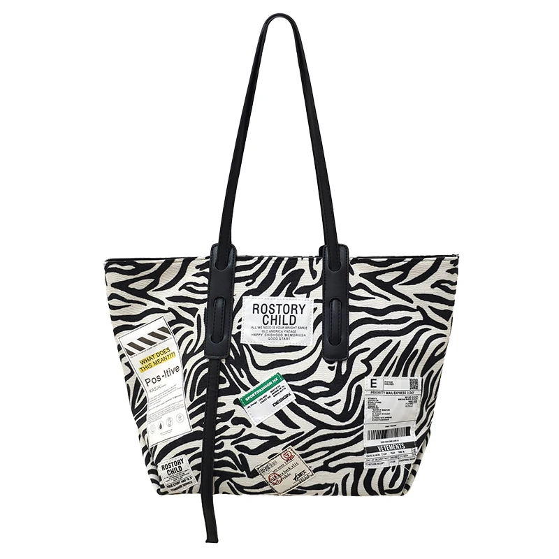 

Tote Bag Canvas Casual Tote Handbags PU Strap Women Bag Sac Soft Handbag Bags For Women 2020 Torebki Damskie