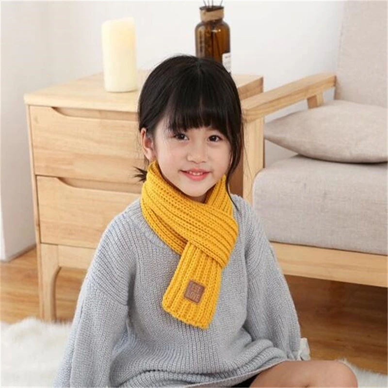 

Cute Winter Baby Scarf Kids Solid Color Warm Snood Cotton Blend Neck Ring Scarves Children Girls Boys Knitted Wool Scarves