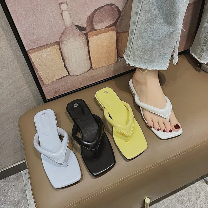 

2021 Flip Flop Summer Design Slippers For Women Trend Fashion Sandalias Woman Low Heel Ladies Outdoor Beach Slides Female Shoes