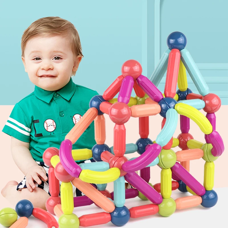 

Large Magnetic Sticks construction set Building Blocks Set Kids Educational Toys For Children Magnetic Toy Bricks balls for chil