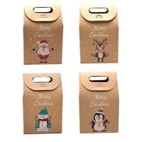 4pcs kraft paper cookie box candy gift box bag food packaging box merry christmas party favor xmas new year navidad decoration