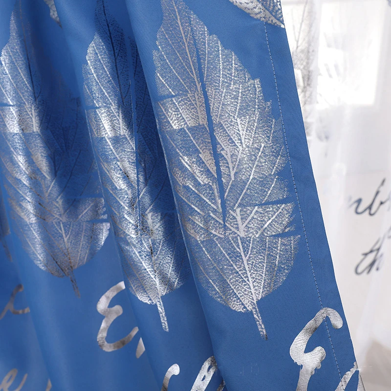Затемняющие шторы с серебряными листьями для спальни золотые блестящие детской