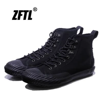 zftl mens canvas shoes high top lace up vulcanized shoes man casual popular in japan and south korea tooling board shoes brand
