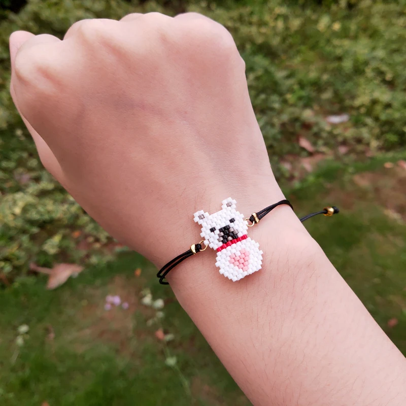 

FAIRYWOO Miyuki Beaded Bracelet Women Love Bear Bracelet Sweet Animals Bracelet Pink Jewelry Lucky Charms Adjustable Bracelet