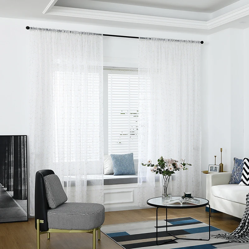 Прозрачные оконные шторы с золотым принтом для гостиной спальни современный