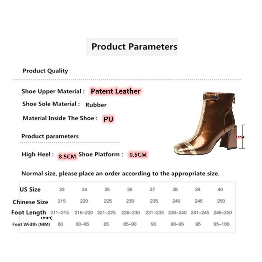 

2021 New Luxury Design Short Boots High Quality Patent Leather Daily Wear Chic Women Shoes Party Vacation Chelsea Ankle Boots