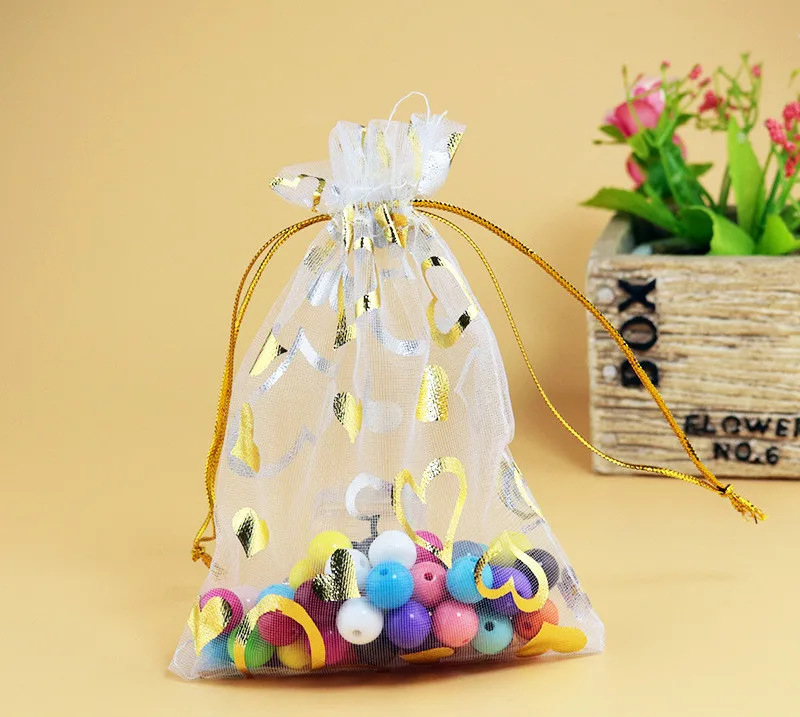 

50PC/set Gift gauze bag pearl yarn special design transparent star moon dot wholesale peach heart yarn bag candy jewelry bag