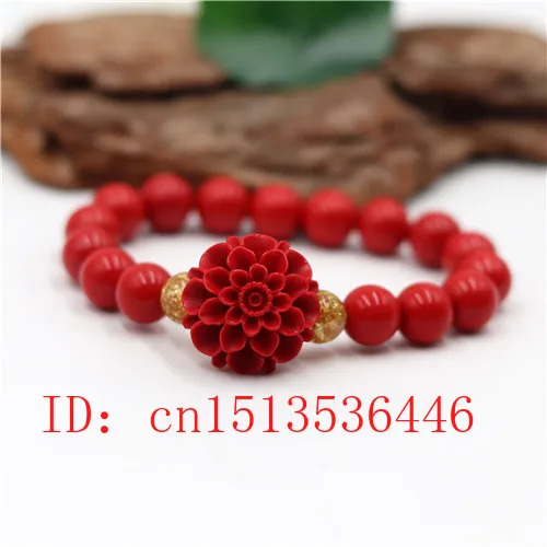 Китайские натуральные красные бриллианты 10 мм Цветочный Эластичный браслет