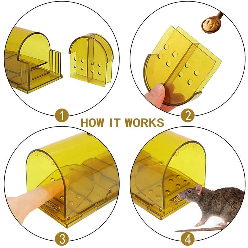 2 упаковки гуманных ловушек для мыши многоразовые использования в помещении на