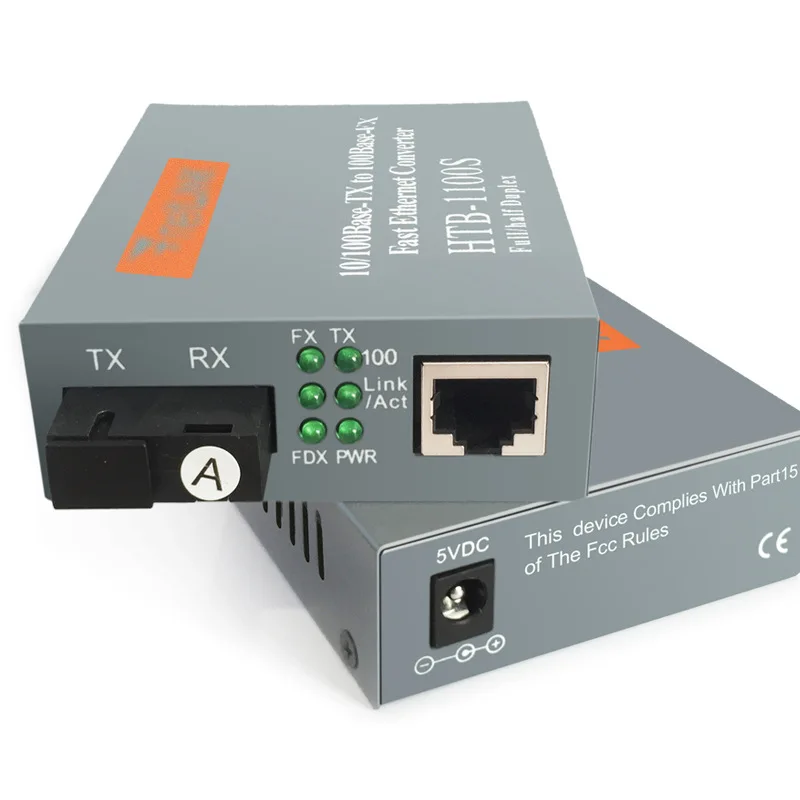 NetLINK HTB-1100S A/B Optical Media Converter 25KM SC Port RJ45 Adaptive 10/100Mbps Single-Mode Single Fiber WDM