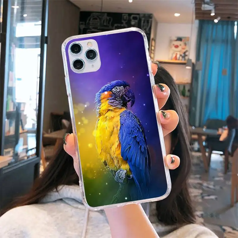 

Parrot cute animal bird Phone Case Transparent for iPhone 6 7 8 11 12 s mini pro X XS XR MAX Plus