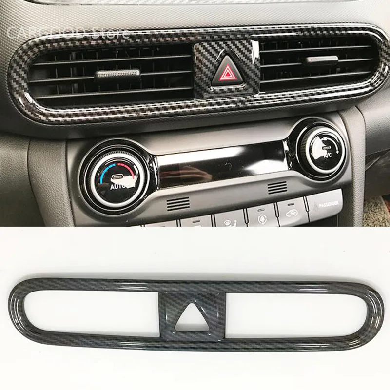 

For Hyundai Kona Encino 2018 2019 Car Styling Accessories ABS Carbon Fibre Car middle Air Outlet Decoration Cover Trim Sticker