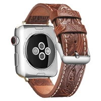genuine leather apple watch strap carved embossed iwatch band series 4 5 3 2 1 belt stainless steel buckle 38mm 42mm 40mm 44mm