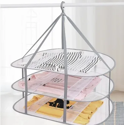 

Drying Clothes Basket Underwear Sweater Bra Storage Hanger Folding Mesh Bag Hanger Home Single Double Layers Laundry Hamper