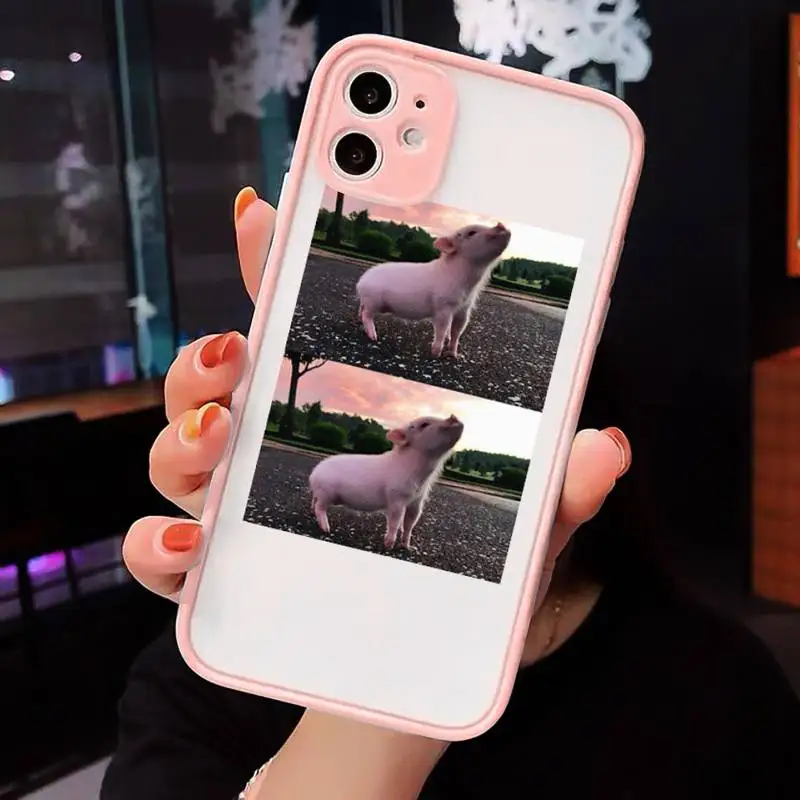 

Pet Cute Little Pig Lovely animal Phone Case matte transparent For iPhone 7 8 x xs xr 11 12 pro plus max mini Clear Funda