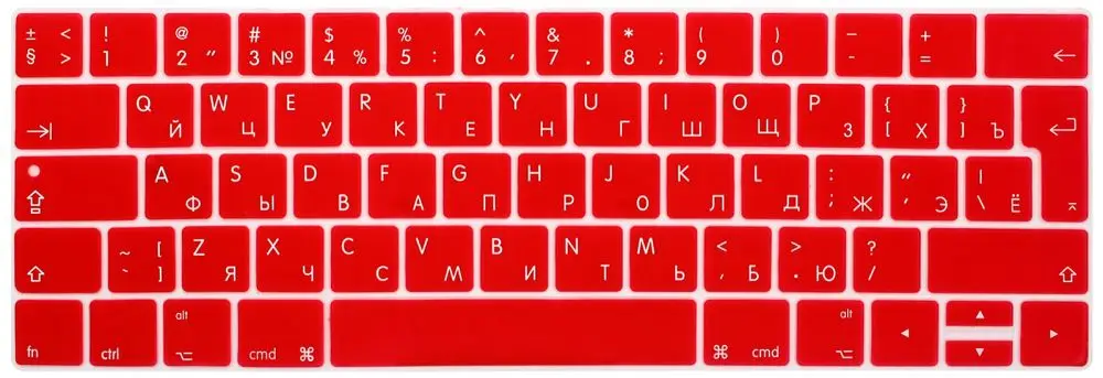 Русская Защитная пленка для клавиатуры ЕС для Macbook Pro 13,3 A1706 A1989 и 15,4 дюймов A1707 A1990 с сенсорной панелью - Цвет: Красный