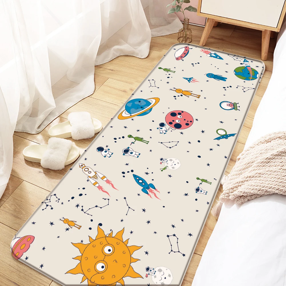 

Alien Astronaut Pattern Baby Hand Print Carpet Baby Play Mat Fashion Children Carpet Non-Slip Children Safety Flannel Carpet