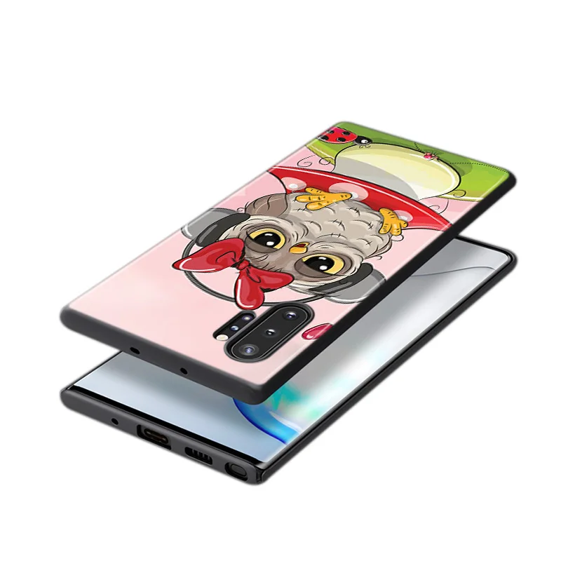 

Cute Owl Hearts Lover For Samsung Galaxy Note 20 10 9 8 S21 S10 S10E S9 S8 S7 Ultra Lite Plus Pro 5G Black silicone Phone Case