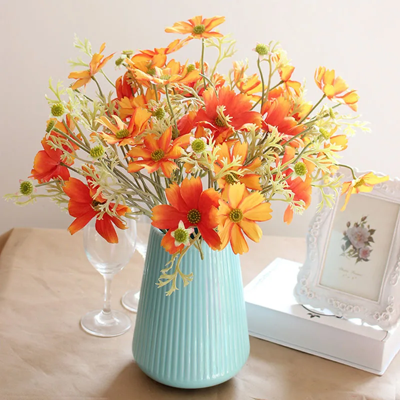 Искусственный цветок космоса 60 см 3 вилки искусственный цветочный букет шелковые