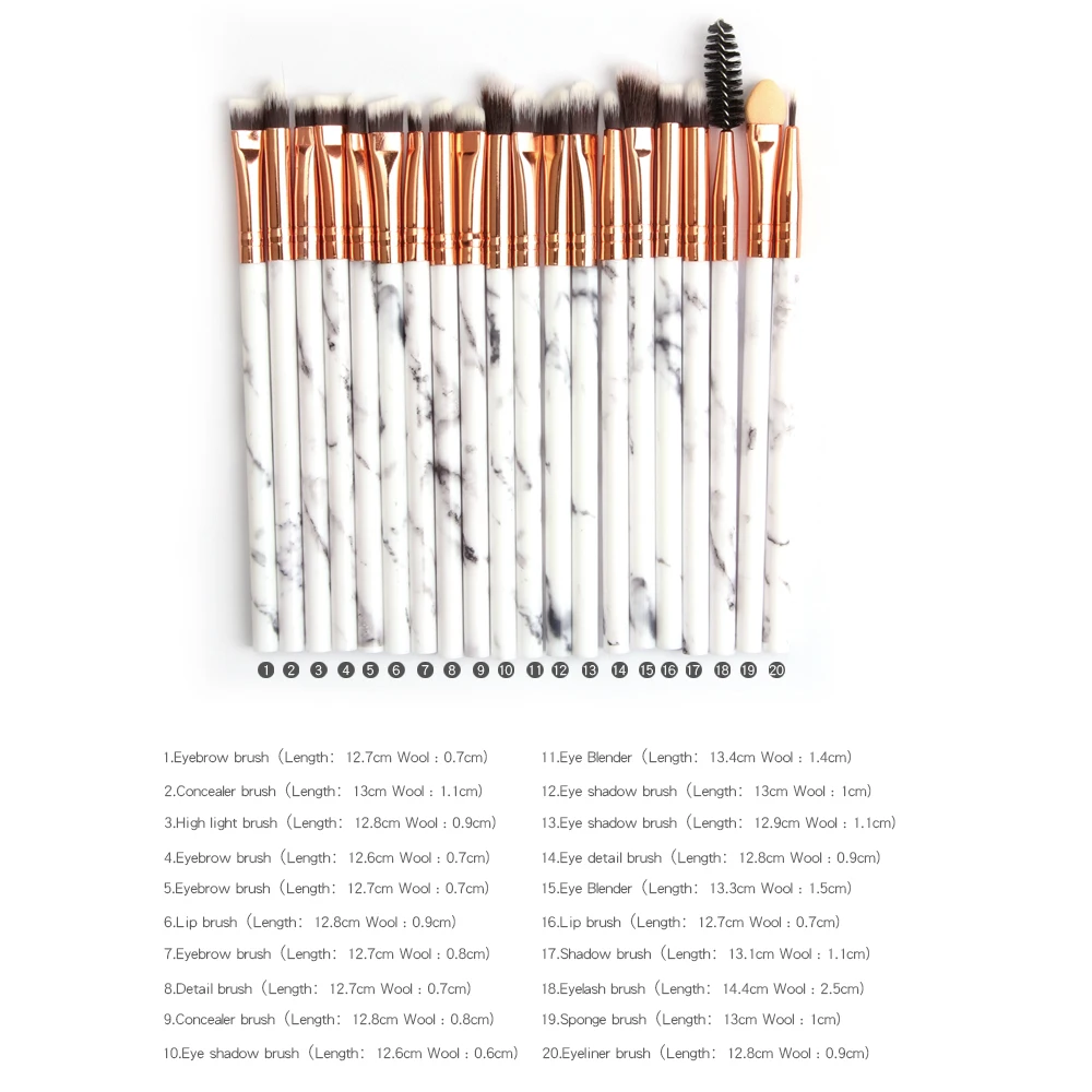 

20Pcs/Set Multifunctional Makeup Brushes Marbling Blender Eye Shadow Eyeliner Concealer Lip Brush Mini Make Up Brush Tool 5783