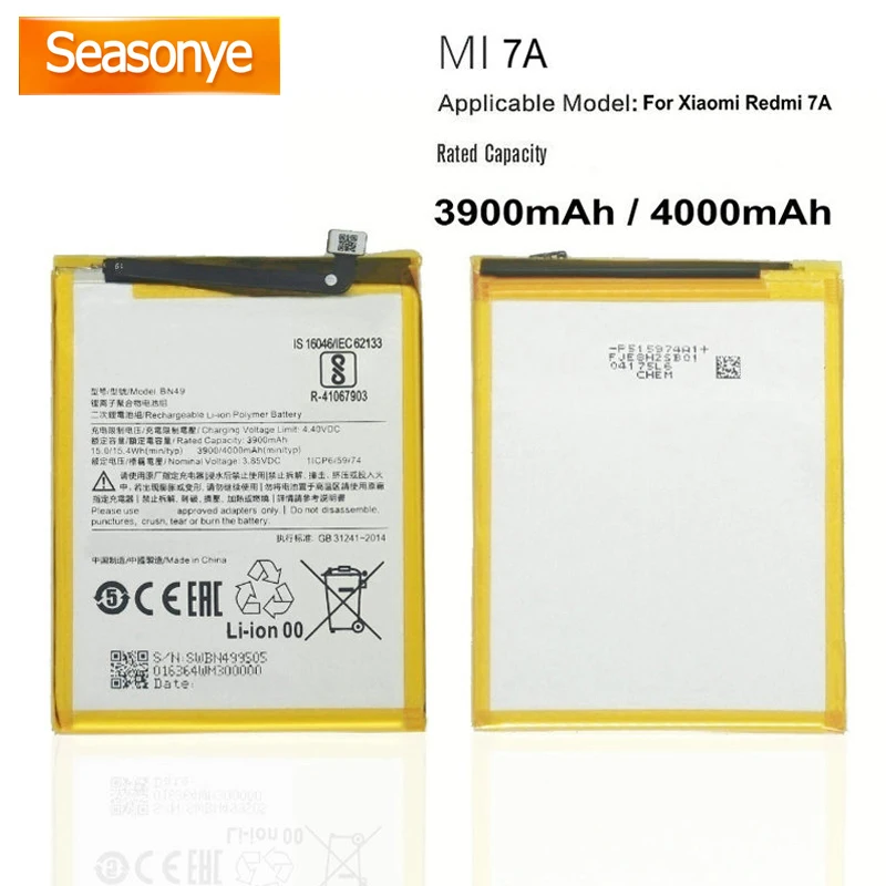 Seasonye оригинальный 3900mAh / 15.0Wh BN49 телефонный Сменный аккумулятор для Xiaomi Redmi MI 7A Mi7a 7 A