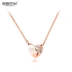 Ожерелье BOBOTUU с подвеской в виде ключа с романтическим замком в виде сердца ожерелья чокеры из титановой стали цвета розового золота для женщин BN17058