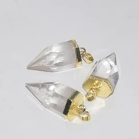 big natural clear crystal quartz bullet pendant femme 2019 gold cap face rock crystal stone point pendant for women accessories