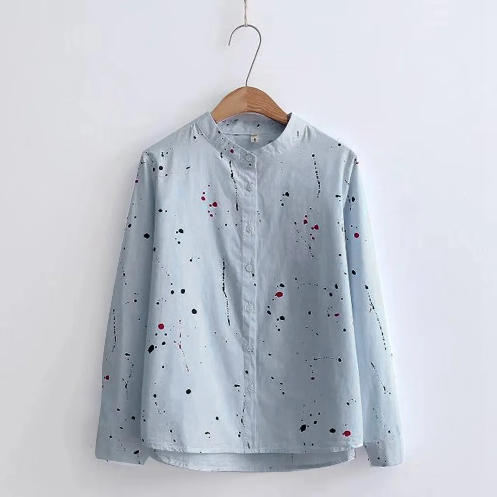 Женские блузки рубашки с длинными рукавами на весну/осень свободные Мягкие