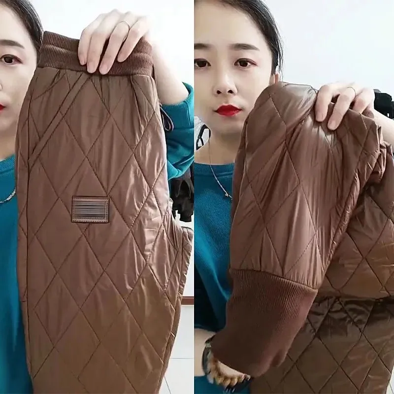 

Winter Women Down Pants Plus Size 4xl Trousers Fashion Thick Warm Thermal Female Warm Trousers High Waist Straight Cotton Pants
