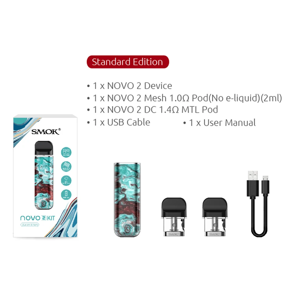 SMOK Novo 2 комплект 800 мАч батарея электронная сигарета вейп мини Vape с картриджем Pod катушки атомайзер S NORD PRM40