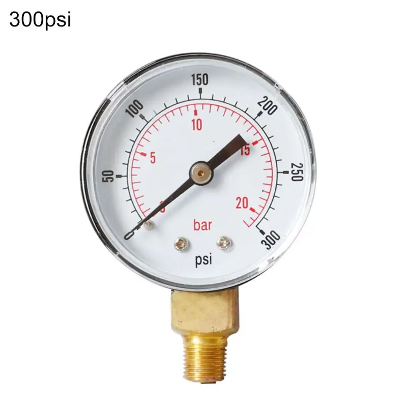 300psi Манометр 52 мм 1/" BSPT вертикальный 15,30, 60100150300 фунтов/кв. дюйм& бар нижнее Крепление - Цвет: 300psi