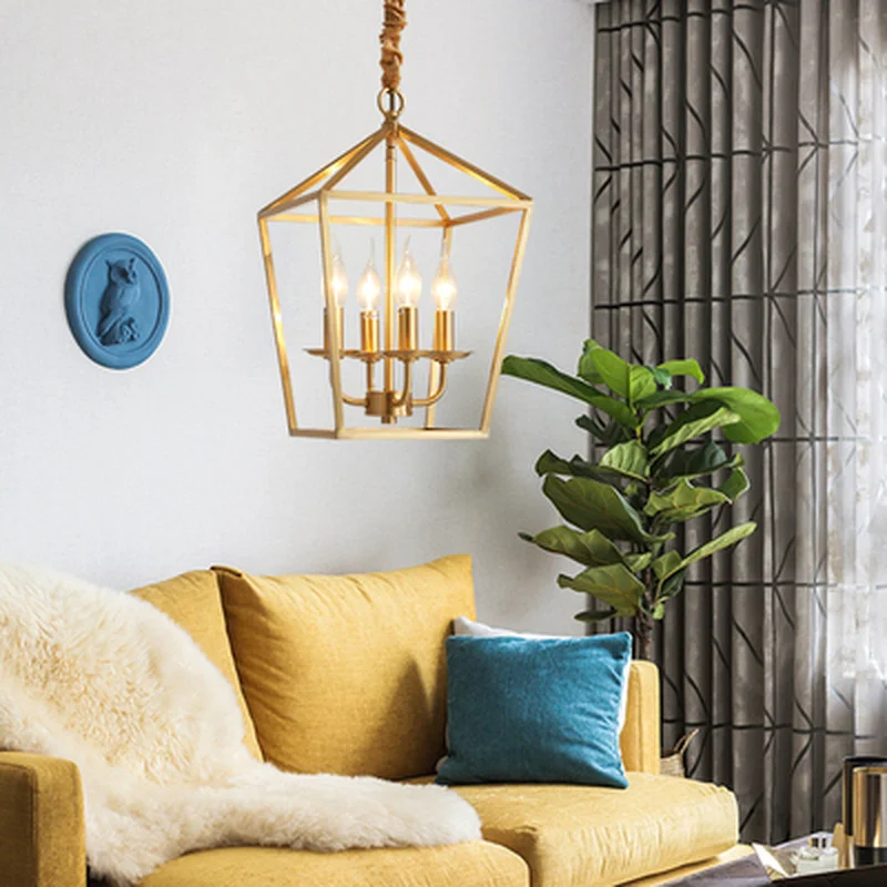 Светодиодные люстры в скандинавском стиле медная потолочная лампа для гостиной