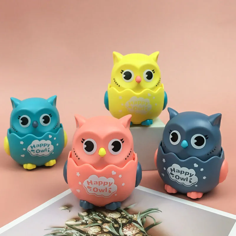 

Rattle Toy Cute Baby Cartoon Owl Press Back Force Inertia Sliding Toy Rotatable Baby Mobile Educational Toy Children’s Gift