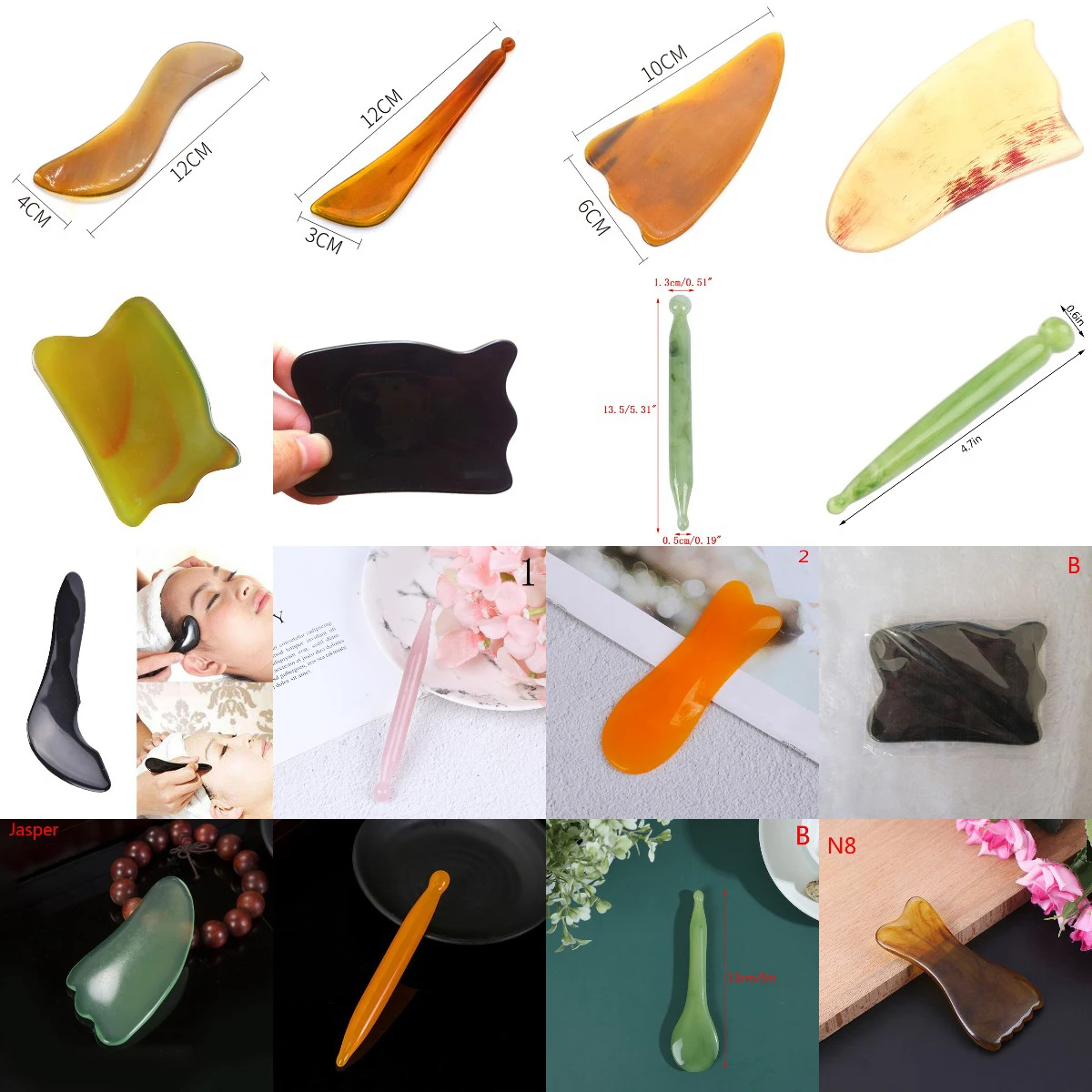 

Natural Resin Guasha Scraper Beeswax Massage for Face Neck Body Guasha Scraper SPA Therapy Massage Board Face Skin Care Tool