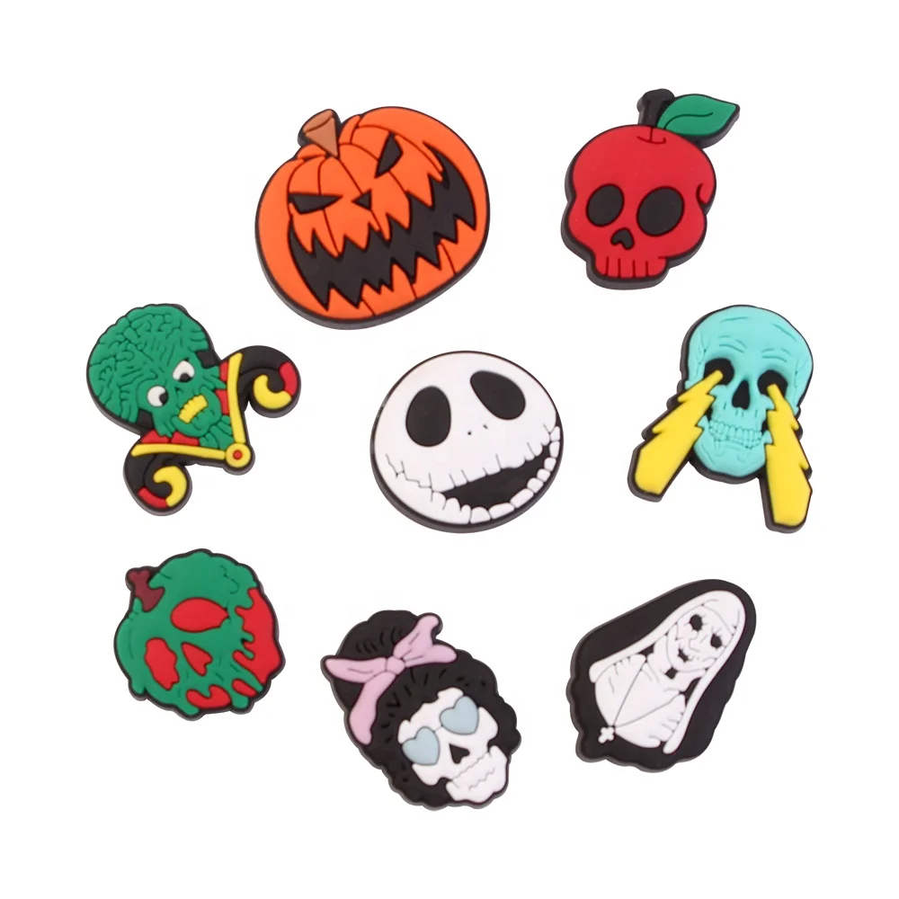 

2021 new design Halloween Shoe Charms PVC Soft Rubber Shoe decoration For Kids Halloween Accessoires lovely Croc Charms