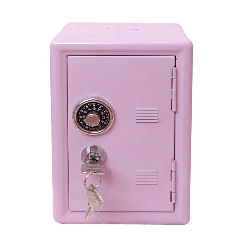 Mini Metal Safe Box Piggy Bank Creative Storage Piggy Bank Password Key Safe Decoration Household Children Piggy Bank Home Decor