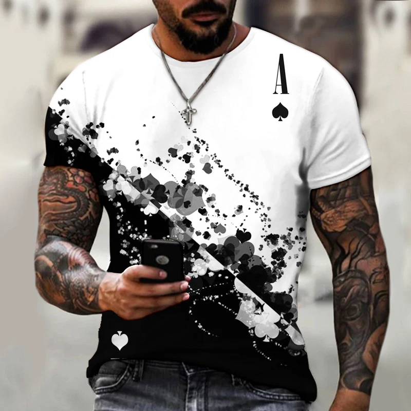 

Ace of Spades Playing Card 3D Brand New Printing Personalized T-shirt Fashion Street Style Men's Summer Short-sleeved Top T-shir