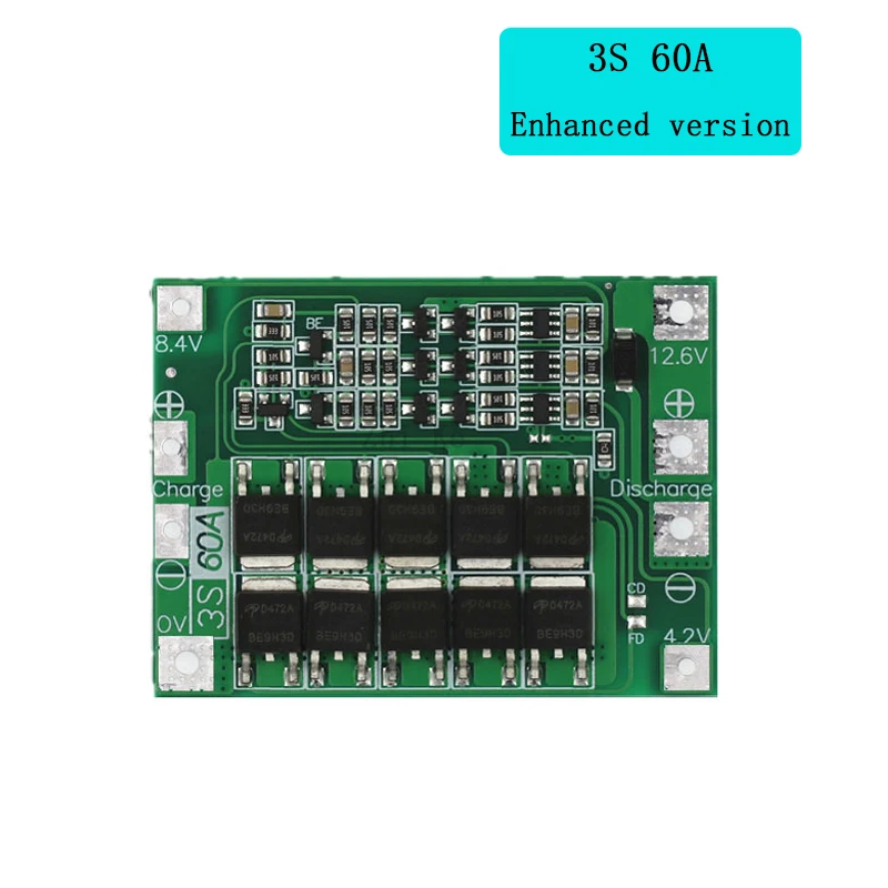 Защитная плата зарядного устройства литий-ионной батареи 3S 4S 40A60A 18650 BMS для