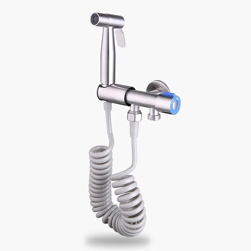 

Toilet with Aluminum Flush Gun 304 Faucet Spray Gun Set Toilet Flusher High Pressure Nozzle Bidet Water Gun Hardware Accessories