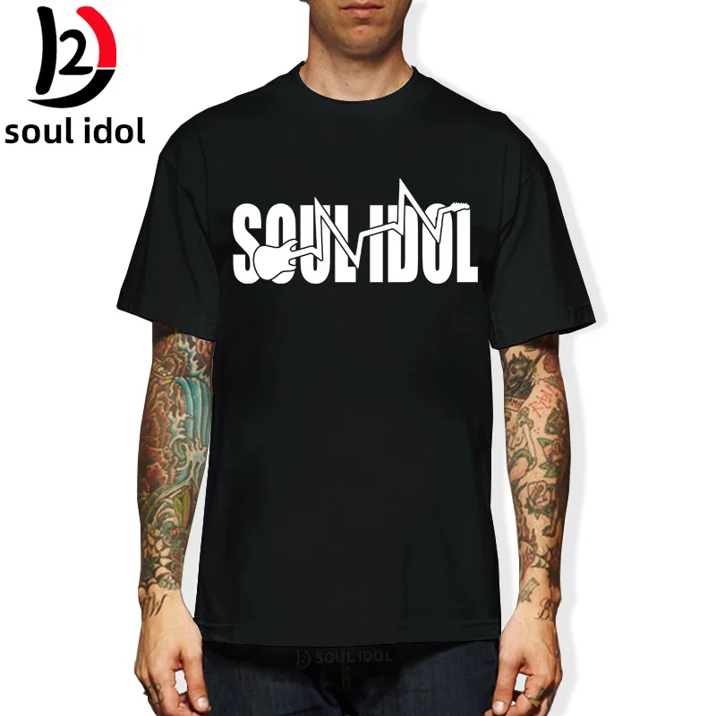 

D2 Heartbeat Of Bass Guitar T Shirt Men SOUL IDOL Printed Short Sleeve Rock Band T-shirts Hip Hop Tops Tees Camisetas Masculina