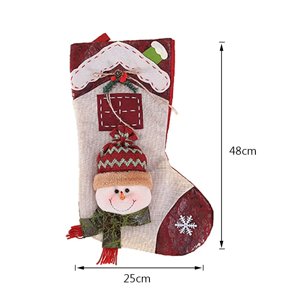 1PC M large Детские сумки для конфет, носки Санта-Клауса, подарок, рождественские чулки, висячие украшения, держатели для подарков, украшения для рождественской елки - Цвет: 1PC M large