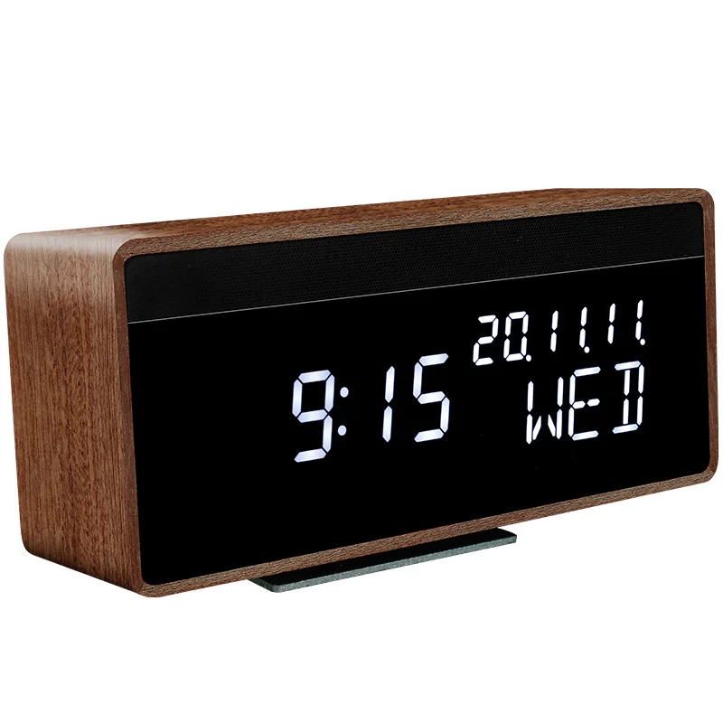 Электронный Bluetooth цифровой Деревянный светодиодный Будильник Метеостанция цвет