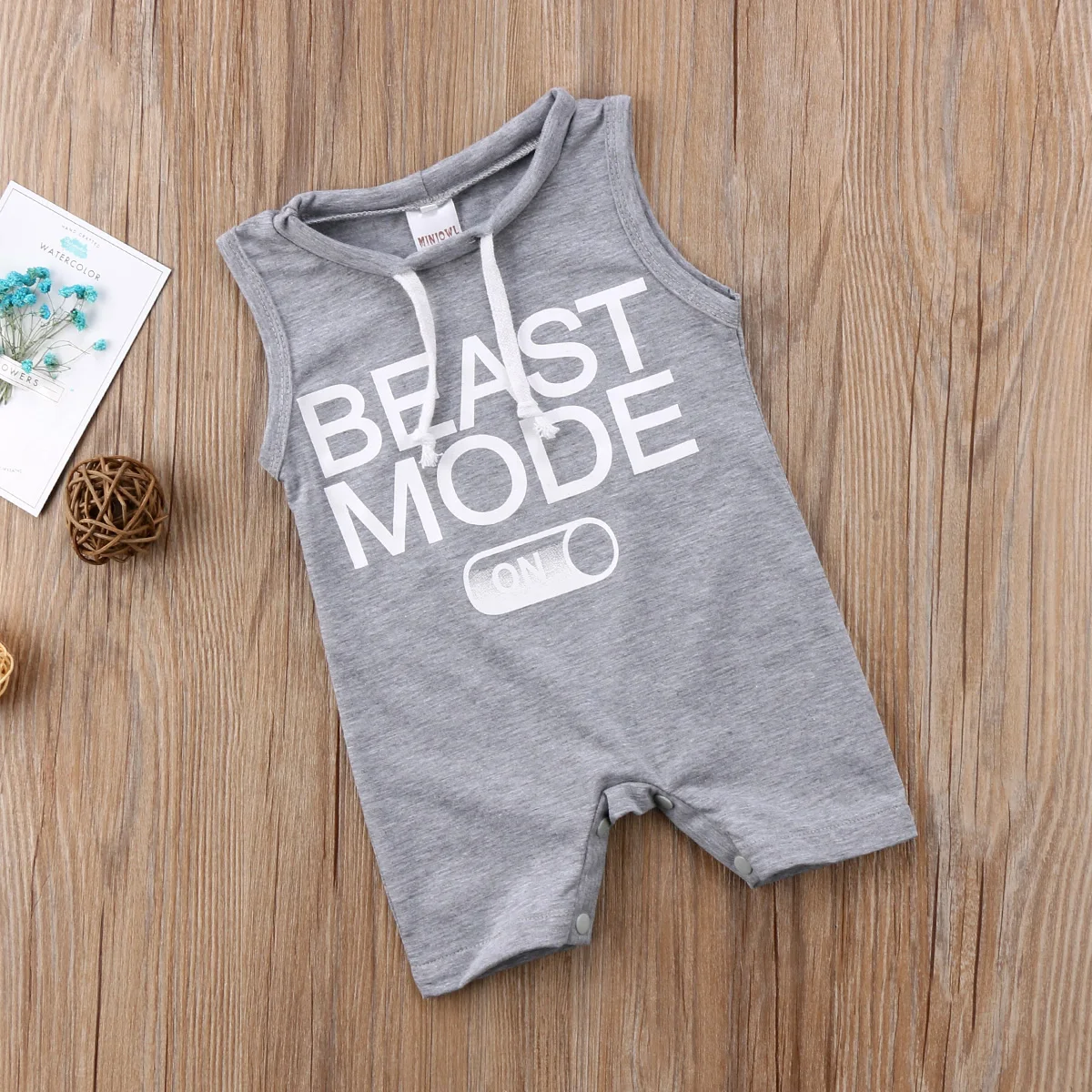 Newborn Toddler Baby Boy Boys Clothes Sleeveless Hoodie Cotton Romper Letter print Jumpsuit Outfits Baby Summer Clothing 0-24M