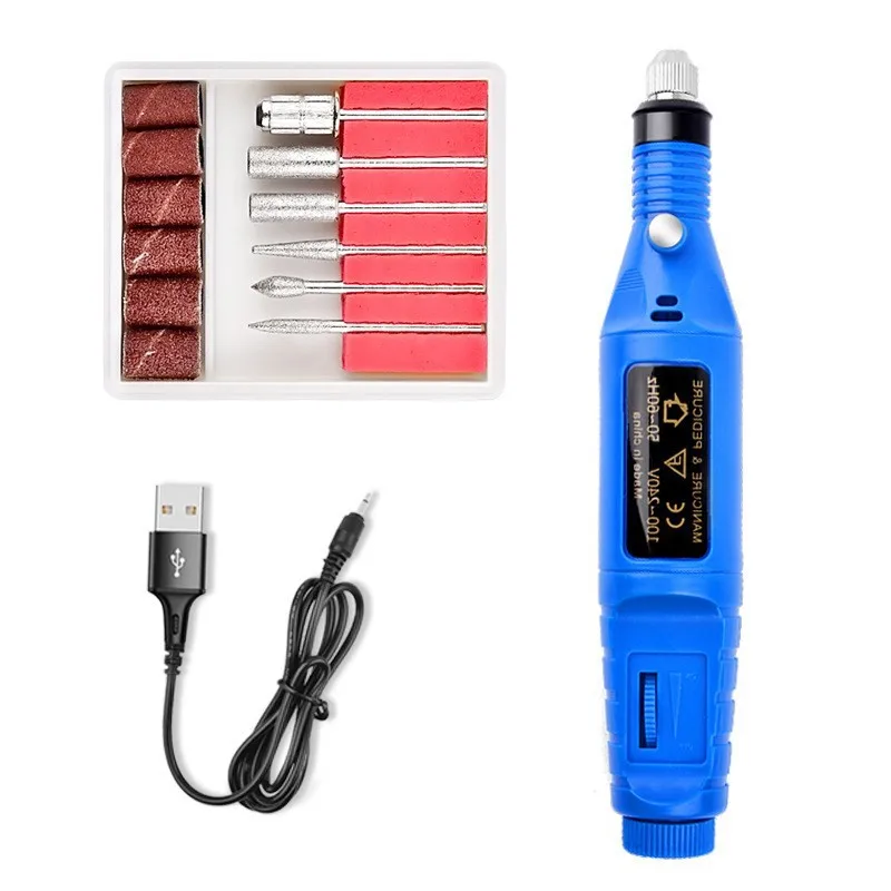 

Electric Nail Polisher USB Powered Nail Polisher Set Pen Type Manicure Nail Polishing Drill Bit Polishing Set SANA889